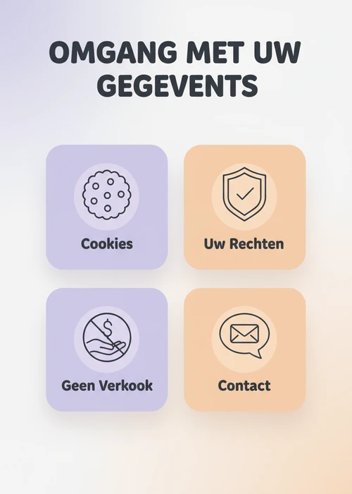 Omgang met uw gegevens bij casino zonder iDIN: cookies, uw rechten, geen verkoop en contact als icoontegels.